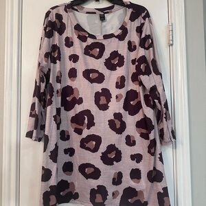 SHEIN Animal Print Tunic in Pink and Brown